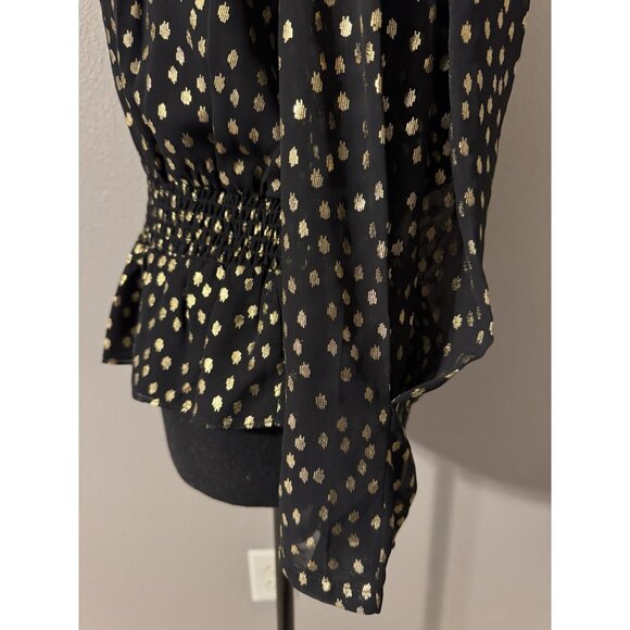 Vince Camuto Holiday Top Gold Black Sleeve Small Long Sleeve NEW - Picture 4 of 11